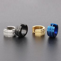 Hoop & Huggie 1 Pair Color Blue Gold Earrings Small Circle Fashion Stainless Steel Men Women Jewelry Accessories334C