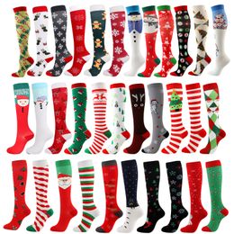 Christmas Compression Socks Women Men Christmas Gift Santa Tree Compression Stockings For Varicose Veins Woman Winter Socks