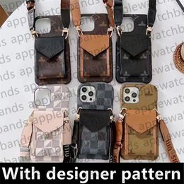 Phone Case Designer iPhone Case Crossbody Wallet for Apple iPhone 15 Pro Max 14 Pro Max 13 12 14PLUS Luxury Brand Card Holder Lanyard Handbag Cover