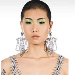 Dangle Earrings 2023 Luxury Rhinestone Big Size Spike Chandelier Statement Jewelry For Women Crystal Long Tassel Drop