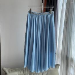 Skirts Half Skirt Waist Fixed Drill Design Romantic Pleated Retro Style Upper Body Fashionable And Senior