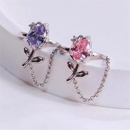 Stud Earrings 2023 Autumn Winter High Quality Fashion Rose Chain Ear Clips Women Classic Christmas Party Luxury Jewelry Gifts