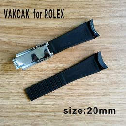 20mm size strap fit for ROLEX SUB GMT soft durable waterproof band watch accessories with silver original steel clasp234F