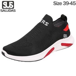 Dress Shoes SALUDAS Outdoor Sneakers Running Casual Shoes Men Slip on Shoes Large Lightweight Breathable Male Flying Woven Size39-45 230915