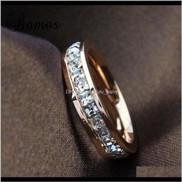 Band Drop Delivery 2021 Geometric Design Fashion Wedding Rose Gold Ring Titanium Steel Rings For Women Summer Engagement Jewelry R236o