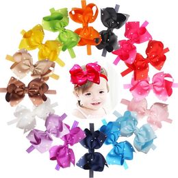 6 Inches Large Big Hair Bows with Sparkly Rhinestones Hair Bow Fashion New Soft Elastic Headbands Hair Accessories for Baby Girls245K