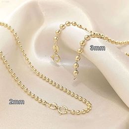 Fashion Jewellery Wholesale Italian Solid Chain 2mm 3mm Bead Gold Bulk Au750 for Women Men Necklace