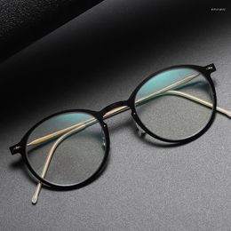 Sunglasses Frames Reading Glasses Denmark Linde 6541 Titanium No Screw Optical Ultra-light Business Round Prescription Diopter