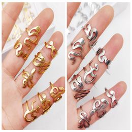 Whole 30pcs Stainless steel Silver Gold Styles Mix Snake Ring Male Female Women Rings Exaggerated Jewelry285g