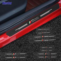 4pcs Carbon Fiber Car Door Sills Guards Sticker For Fiat Panda 500 500x 500l TIPO PUNTO236D