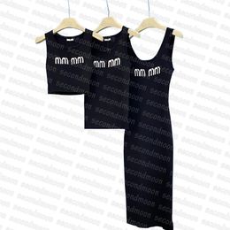 Women Knits Tank Top Sexy Long Knitted Dress Letters Jacquard Crop Tops Summer Sleeveless Tanks Top253O