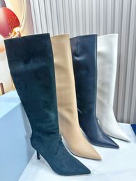 2023 Opyum Knee Boots Shoes Opyum Booties 8.5 High Heels Women Autumn Calf Leather Pointed Toe Six inches Brands With Box 34-42