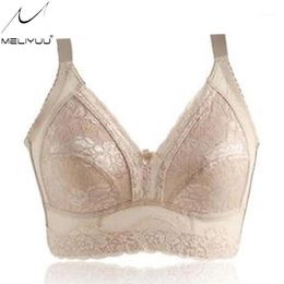 Women's Full Cup Plus Size Bras Non Padded Cotton Brassiere Unlined Lace Bralette Wireless Minimizer Bras Lingerie BH1202V