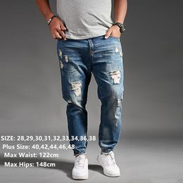 Ripped Jeans For Men Blue Black Denim Mens Jean Homme Harem Hip Hop Plus Size Trousers 44 46 48 Mens Uomo Fashions Jogger Pants 20289b