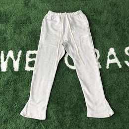 22SS Embroidered Letters Cotton Pants Men Women Hip Hop Four Seasons Grey Color215E