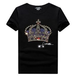 Multi-design Mens Brilliant Rhinestone Short Sleeves Tops Slim Fit T-shirts Crew Neck Tee Shirts Summer Casual Streetwear275v