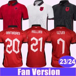 23 24 Albania National Team UZUNI Soccer Jerseys HYSAJ LENJANI ABRASHI RAMADANI 2023 Home Red Away White Third Black Mens Football Shirts