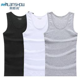 Cotton Sleeveless Undershirt Gym Tank Top Men Fitness Shirts Mens Bodybuilding Workout Vest Factory Outlet2533