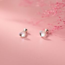 Stud Earrings Fashion Moonstone Heart Shape Earring For Women Girls Party Elegant Jewellery Pendientes Eh454