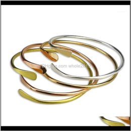 Bangle Bracelets Jewellery Drop Delivery 2021 Mylongingcharm 10Pcs Lot Blank Brass Smooth Oval Stacking Bracelet Open Cuff Bangles F262q
