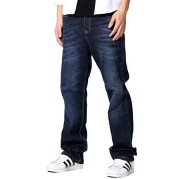 Men's Jeans Spring Autumn Men Fashion Straight Loose Baggy Harem Denim Pants Casual Cotton Trousers Blue Plus Size 28-48219h