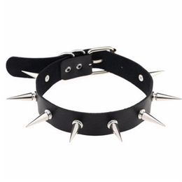 Black Spike choker belt collar women pu leather goth choker necklace for women party club chocker Sexy gothic jewelry190l