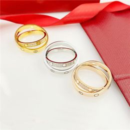 Titanstahl-Diamantring Modeschmuck Designer Männer Frauen Roségold Silber Doppelkreis Luxusschmuck Deigners Paarringe für Party Hochzeitsgeschenk