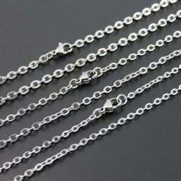 100pcs Lot Fashion Women's Jewelry Whole in Bulk Silver Stainless Steel Welding Strong 1 5MM 2 4MM Oval Rolo Link Necklac305s