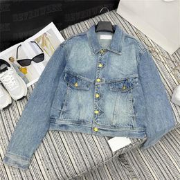 Fashion Women Denim Coat Jacket Designers Gold Buckle Coats Streetwear Hiphop Street Style Jackets Outerwear242I