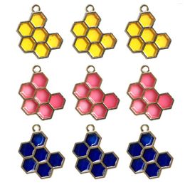 Charms 9pcs/Set Keychain Honeycomb Charm Multifunctional Mini Alloy Pendants For Earring Necklace Fashion Accessories Jewelry Making
