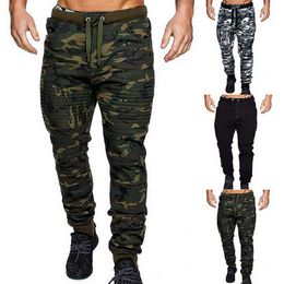 Men's Pants 2021 Mens Winter Warm Drawstring Closure Slim Fit Camo Jogger Gym Athletic Sweatpants Sports Harem Joggers242q