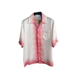 Designer men's Casablanca casual shirt Fanglue casablanca tennis cl 23 Pink Flower Hawaiian Short Sleeve Lining for Men and Women High quality cool men's clothing