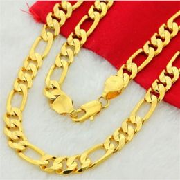 Men's Italian 10mm 14k Yellow Gold Fill 24 Figaro Link Chain Necklace249l