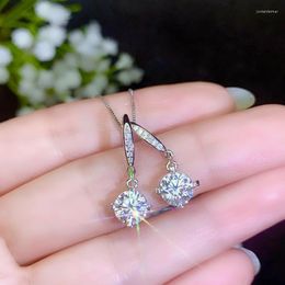 Dangle Earrings BOEYCJR 925 Silver 1.2ct 7mm F Colour Moissanite VVS Fine Jewellery Diamond Drop For Women Gift