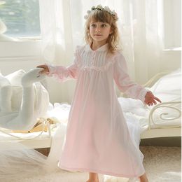 Pyjamas Children Girl s Lolita Dress Princess Sleepshirts Vintage Turndown Collar Nightgowns Victorian Kid s Nightdress Lounge Sleepwear 230915