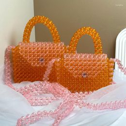 Вечерние сумки, летние оранжевые контрастные розовые раскладные цепочки через плечо для женщин, акриловая тканая женская сумка с бисером, ручная тканая сумка на заказ