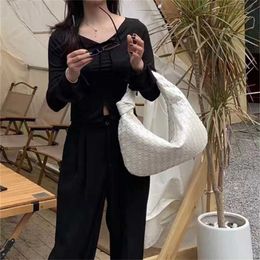Bag Top Jodie Luxury 2024 Large Woven Knot Cloud Genuine Underarm Large Horn Shoulder Backpack Leather Tote Handbags