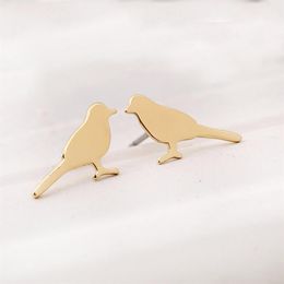 Everfast 10Pair Lot New Glossy Surface Cute Little Bird Sparrow Earring Silver Gold Rose Gold Color Copper Material For Kids Fashi223g