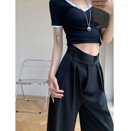 Womens Pants Woman Fluid Elegant Wide Leg Baggy High Waist Trousers Palazzo Harajuku Korean 2024 Female Clothing Office Wear Fashion