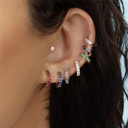 Hoop Earrings 1Pair Colourful Crystal Cartilage Earring Simple Tragus Daith Conch Rook Snug Minimal Tiny Piercing Jewellery