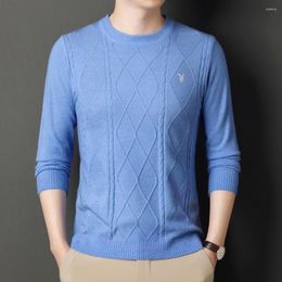 Men's Sweaters Trendy Pullover Sweater Autumn And Winter Warm Round Neck Geometric Pattern Design Long Sleeves W5616