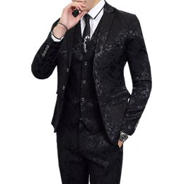 Men's Suits Blazers Left ROM Brand Luxury Men Wedding BlackBlue Business Banquet Party Dress Sets Slim Fit Male Clothing 230915