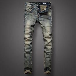 Top Quality High Street Men's Jeans Retro Designer Stripe Jeans Men Pants Slim Fit Buttons Men LGD617199N