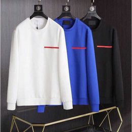 New Designer Europe prad Men's Hoodie Autumn And Winter Alphabet Bar Round Neck Casual Long Sleeve Sweater Casual Male And Female Lovers Simple 22SS