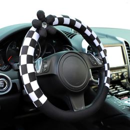 Steering Wheel Covers Cover Black And White Square Car Non-Slip Durable