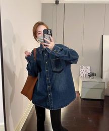 Women's Blouses European Blue Denim Shirt Autumn 2023 Loose Casual Versatile Design Sense Coat