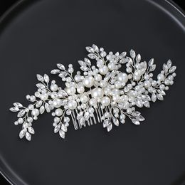 Headbands Hair Jewellery Pearl Fashion Hair Accessories Silver Colour Crystal Headpiece Handmade Hair Combs Bridal Hair Jewellery For Women 230918