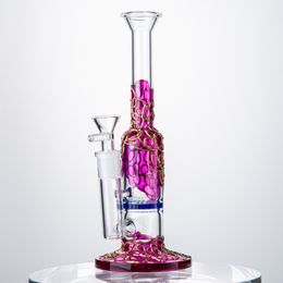 Heady Glass Water Bongs 9inch Hookahs Charm Purple comb Perc Oil Dab Rigs 14mm Female Joint 3mm Thickness Beecomb perc Straight Type Hookah Water Pipes With Bowl