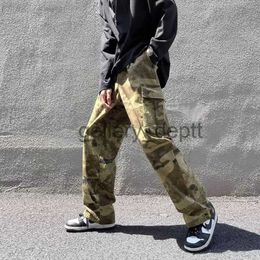 Men's Pants Spring Autumn Trendy Overalls Camouflage Casual Men's Multi Pocket Sports Army Green Trousers J230918