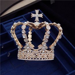 Headbands Hair Jewellery Baroque Gorgeous Cross Crown Charm Diadem Bridal Head Jewellery Prom Party Hair Tiaras Ornaments 230918